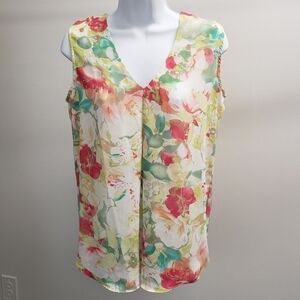 Rose & Olive Floral Sleeveless Top Size Small